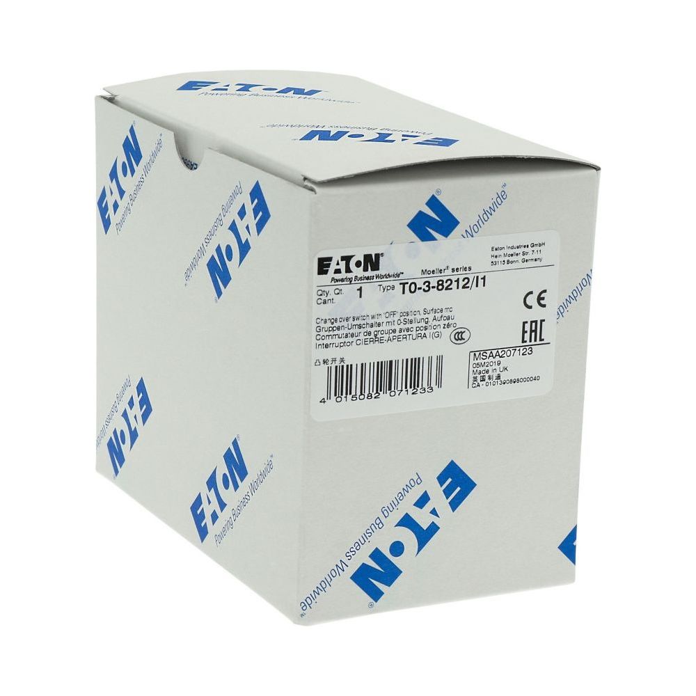 Eaton Umschalter T0 T0-3-8212/I1, 20A, 3 Kontakteinheiten, Kunststoff, Schwarz/Silber... EATON-207123 4015082071233 (Abb. 17)