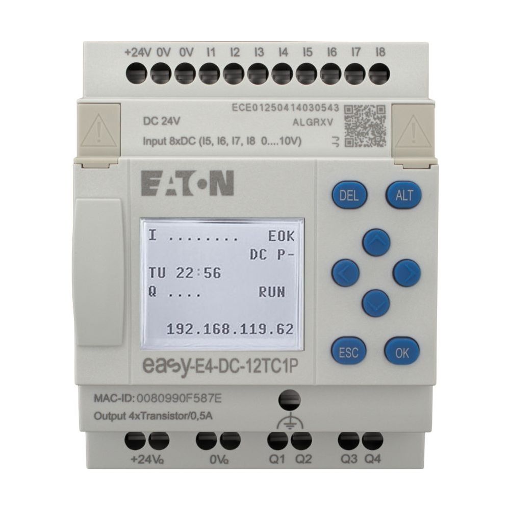 Eaton Steuerrelais easyE4 EASY-E4-DC-12TC1P, 24V DC, 8 Digitaleingänge, Ethernet, mit Dis... EATON-197506 4015081940844 (Abb. 2)