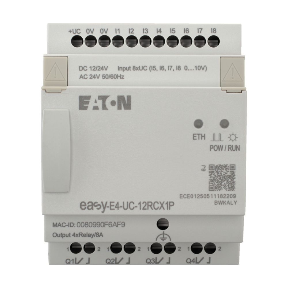 Eaton Steuerrelais easyE4 EASY-E4-UC-12RCX1P, 12/24V DC 24V AC, 8 Digitaleingänge, Push-I... EATON-197505 4015081940837 (Abb. 2)