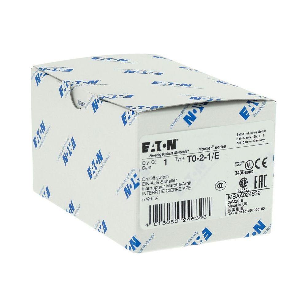Eaton EIN-AUS-Schalter T0 T0-2-1 / E, 20A 3-polig, Schwarz... EATON-024639 4015080246398 (Abb. 4)