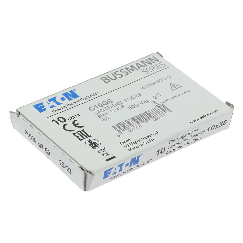 Eaton Sicherungseinsatz Bussmann C10G6, 10x38mm, 6A, 500V, 120kA, gG/gL, Keramiksicherung... EATON-C10G6 5027590493567 (Abb. 9)