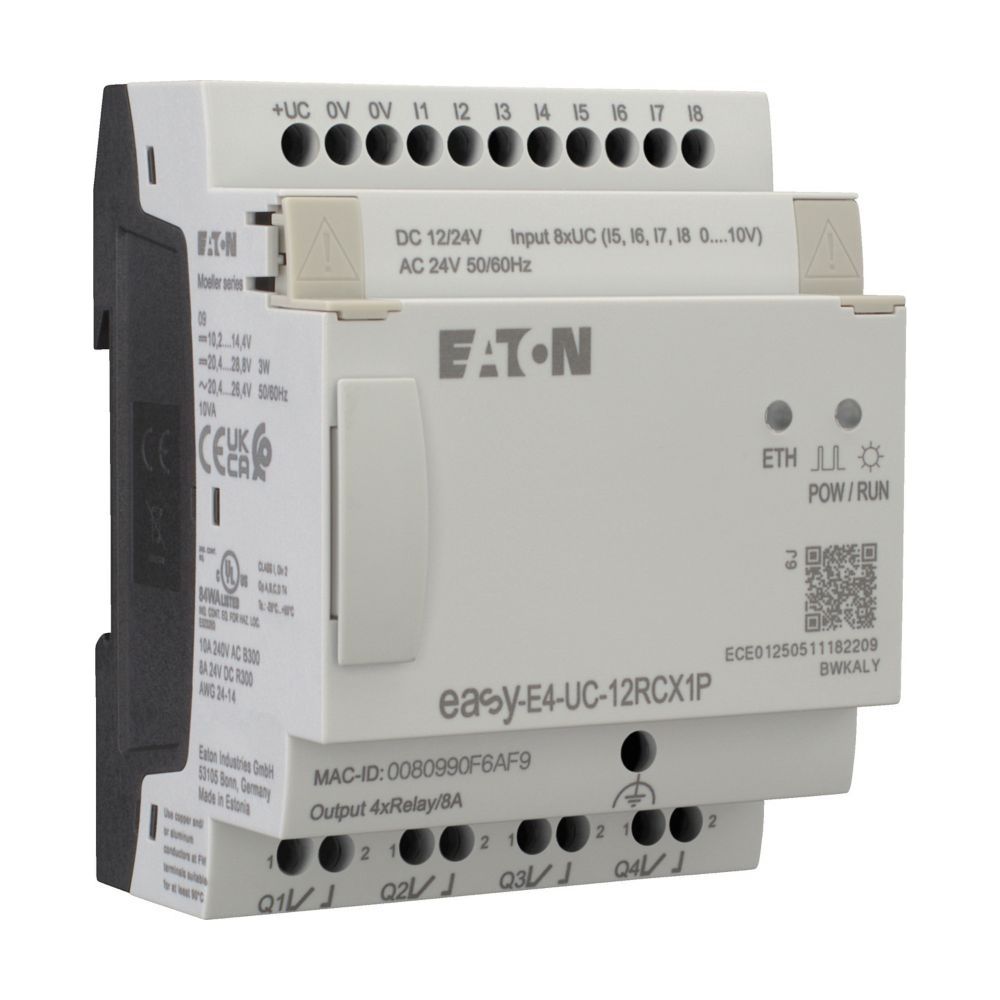 Eaton Steuerrelais easyE4 EASY-E4-UC-12RCX1P, 12/24V DC 24V AC, 8 Digitaleingänge, Push-I... EATON-197505 4015081940837 (Abb. 3)