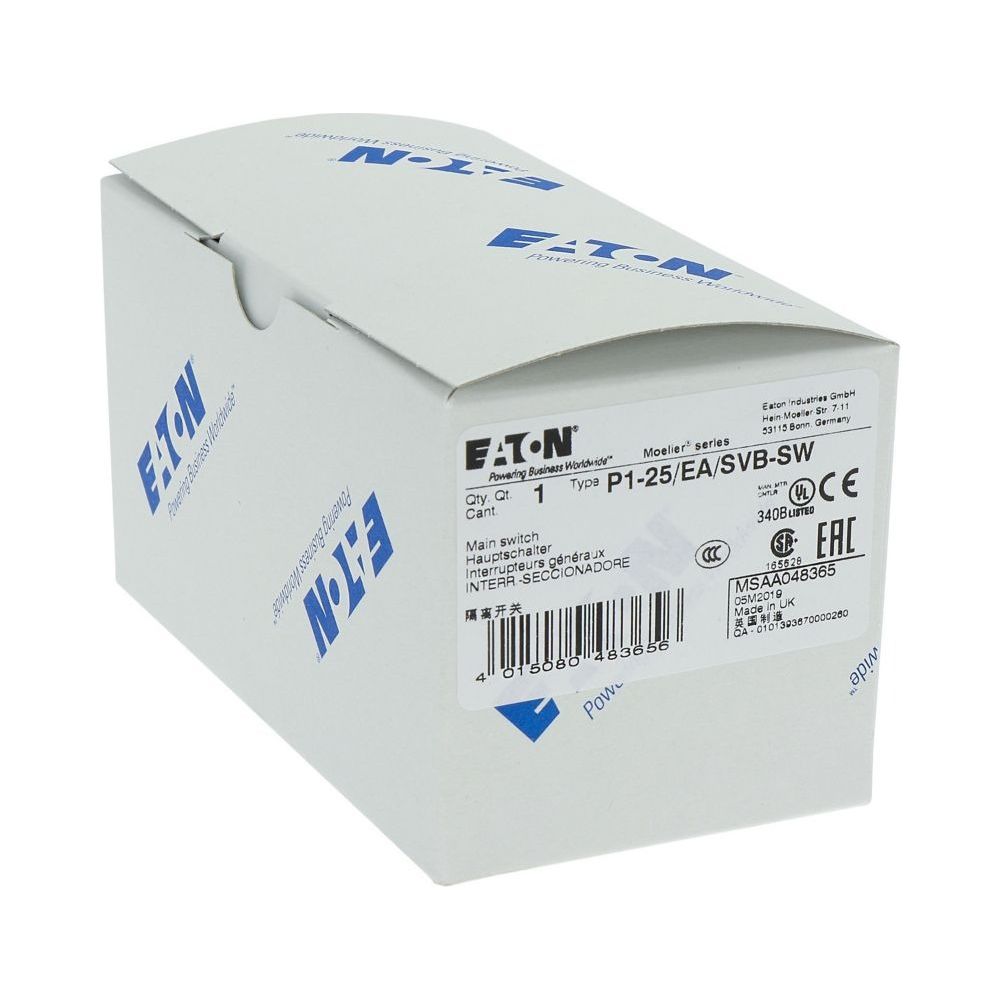 Eaton Hauptschalter P1 P1-25/EA/SVB-SW, 25 A, 3-polig, 13 kW, 65x65x119mm, Schwarz... EATON-048365 4015080483656 (Abb. 11)