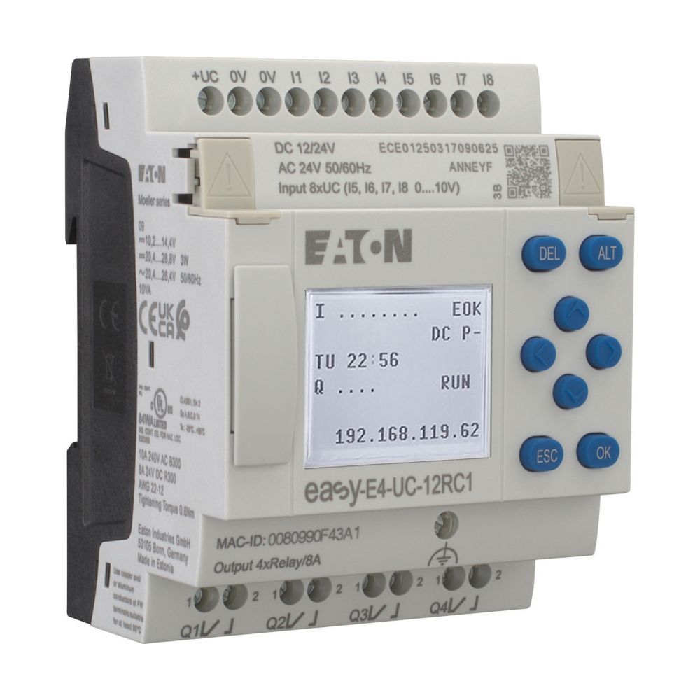 Eaton Steuerrelais easyE4 EASY-E4-UC-12RC1, 12/24V DC 24V AC, 8 Digitaleingänge, 4 Relais... EATON-197211 4015081939480 (Abb. 3)