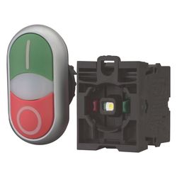 Eaton Doppeldrucktaste M22 M22-DDL-GR-X1/X0/K11, 230V, 1S 1Ö, Kunststoff, Chrom, Grün/Rot... EATON-216509 4015082165093 (Abb. 1)