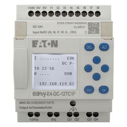 Eaton Steuerrelais easyE4 EASY-E4-DC-12TC1P, 24V DC, 8 Digitaleingänge, Ethernet, mit Dis... EATON-197506 4015081940844 (Abb. 1)