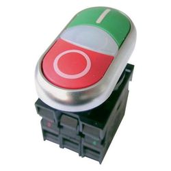 Eaton Doppeldrucktaste M22 M22-DDL-GR-X1/X0/K11, 230V, 1S 1Ö, Kunststoff, Chrom, Grün/Rot... EATON-216509 4015082165093 (Abb. 1)
