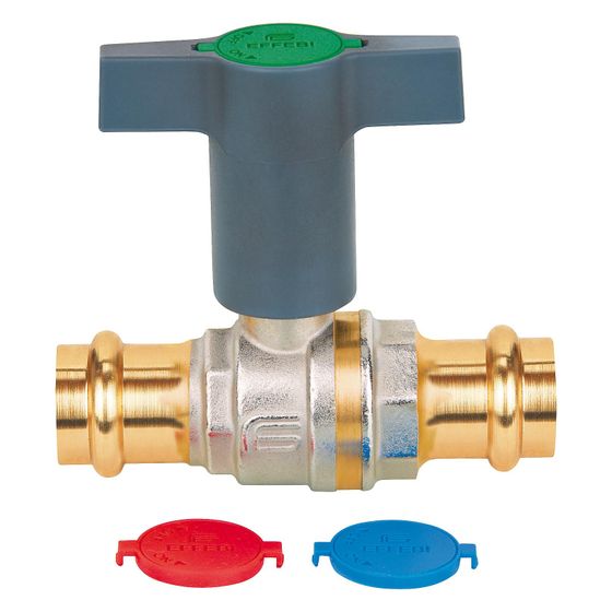 Effebi Trinkwasserkugelhahn Presstige T-Griff, 35mm, 40 bar, 120 Grad C, Messing