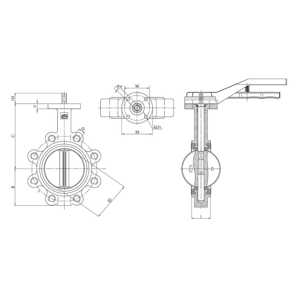 Effebi Absperrklappe THESIS DN 100, 8-Loch, Gusseisen, Edelstahl... EFFEBI-A201Y612 8016218847537 (Abb. 2)