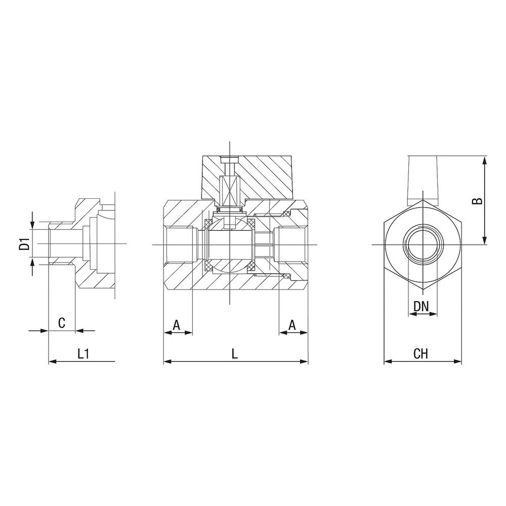 Effebi Mini-Kugelhahn, DN 8 1/4", Edelstahl, 25 bar, -20 bis 150 Grad C... EFFEBI-2642X402 8016218093576 (Abb. 2)