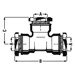 Effebi T-Stück 864, 20mm, 16 bar, 80 Grad C, Messing... EFFEBI-10050004P 8016615029680 (Abb. 1)
