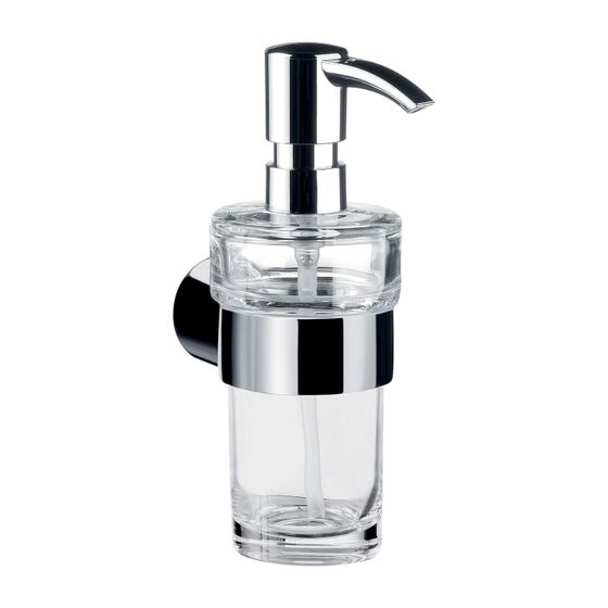 emco Fino Seifenspender Glas klar Kunststoffpumpe chrom 130 ml rund glänzend mit Befestigungsmaterial