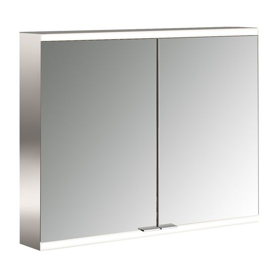 emco LED Lichtspiegelschrank prime2 Facelift Aufputz 800 mm 2-türig mit Glasablagen Steckdose Lichtsteuerung IP20