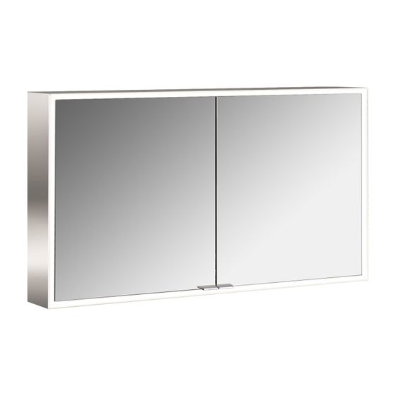 emco LED Lichtspiegelschrank Prime Facelift Aufputz 1200x600 mm 2-türig mit Glasablagen Steckdosen Lichtsteuerung IP20 weiß