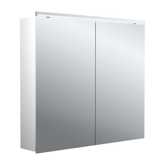 emco Lichtspiegelschrank Pure 2 Classic Aufputz mit Waschtischbeleuchtung LED dimmbar 2 Türen 800mm Glasablage Soft Close IP20