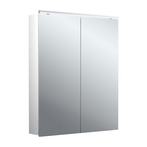 emco Lichtspiegelschrank Flat 2 Classic Aufputz mit LED Waschtischbeleuchtung 2 Türen 600x113 mm Touchsensor Soft Close