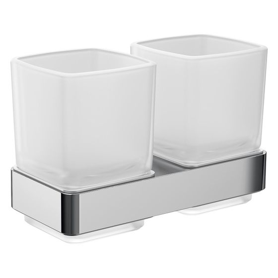 emco Doppelglashalter loft, 155x100x98mm, Aluminium/Mattglas, Chrom