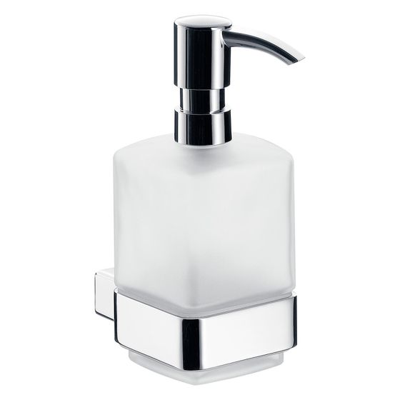 emco Loft Seifenspender satiniertes Glasteil Kunststoffpumpe chrom eckig 300 Milliliter mit Befestigungsmaterial