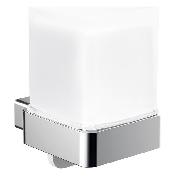 emco Loft Einhand Seifenspender Glasteil satiniert chrom eckig 155 ml mit Kipphebel und Befestigungsmaterial