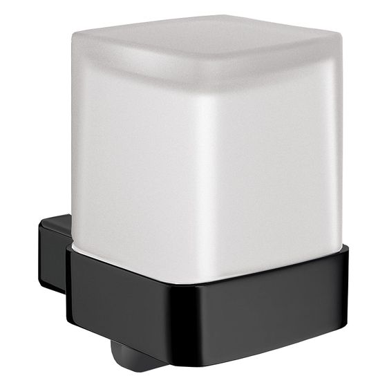 emco Loft Einhand Seifenspender satiniertes Glas Kunststoffpumpe schwarz eckig matt 155 ml