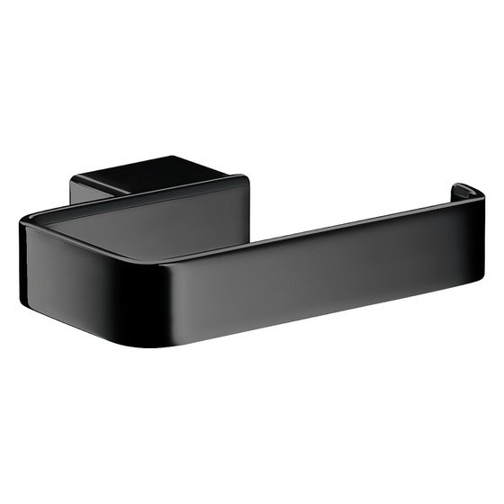 emco Loft Papierhalter ohne Deckel Schwarz aus Zamak mit rechteckiger Abdeckrosette und verdeckter Schraubbefestigung