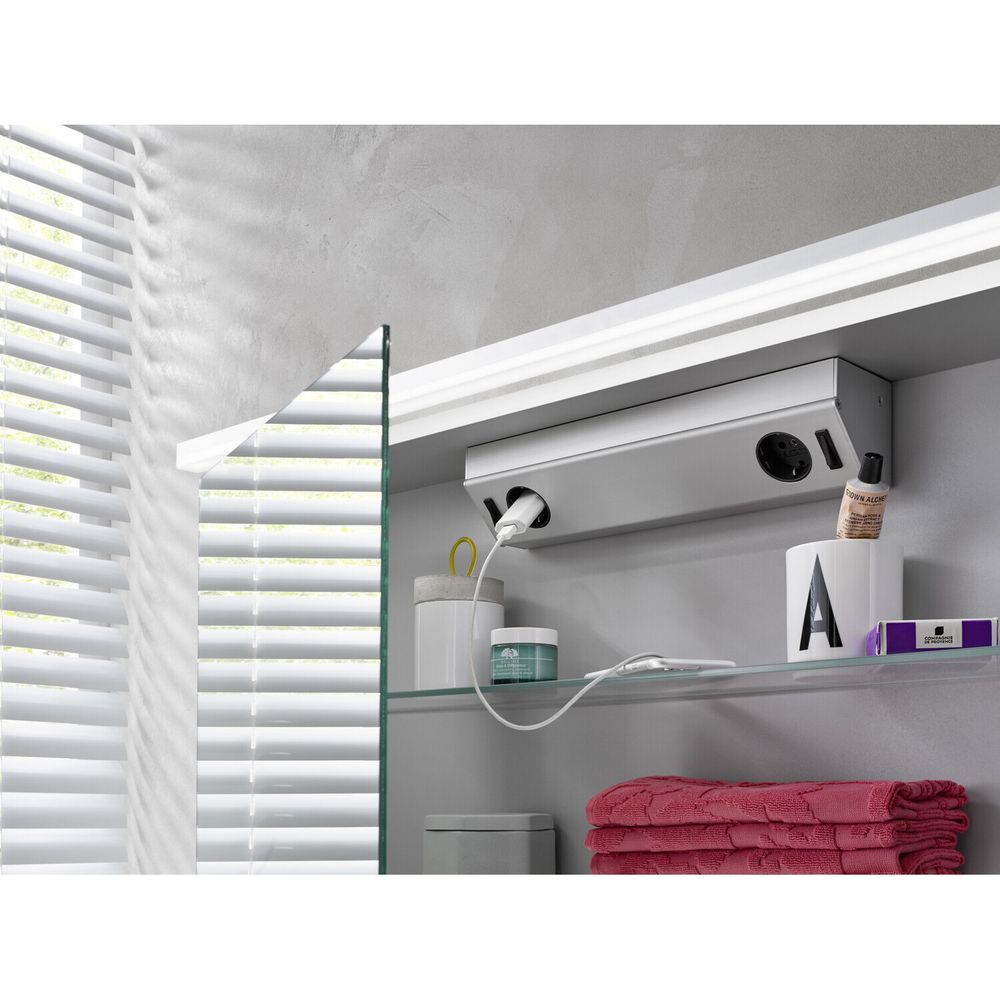 emco Lichtspiegelschrank Aufputz 2 Türen 1000mm pureLED Leuchte 4000K mit Glasablagen ... EMCO-979705083 4018445105071 (Abb. 10)
