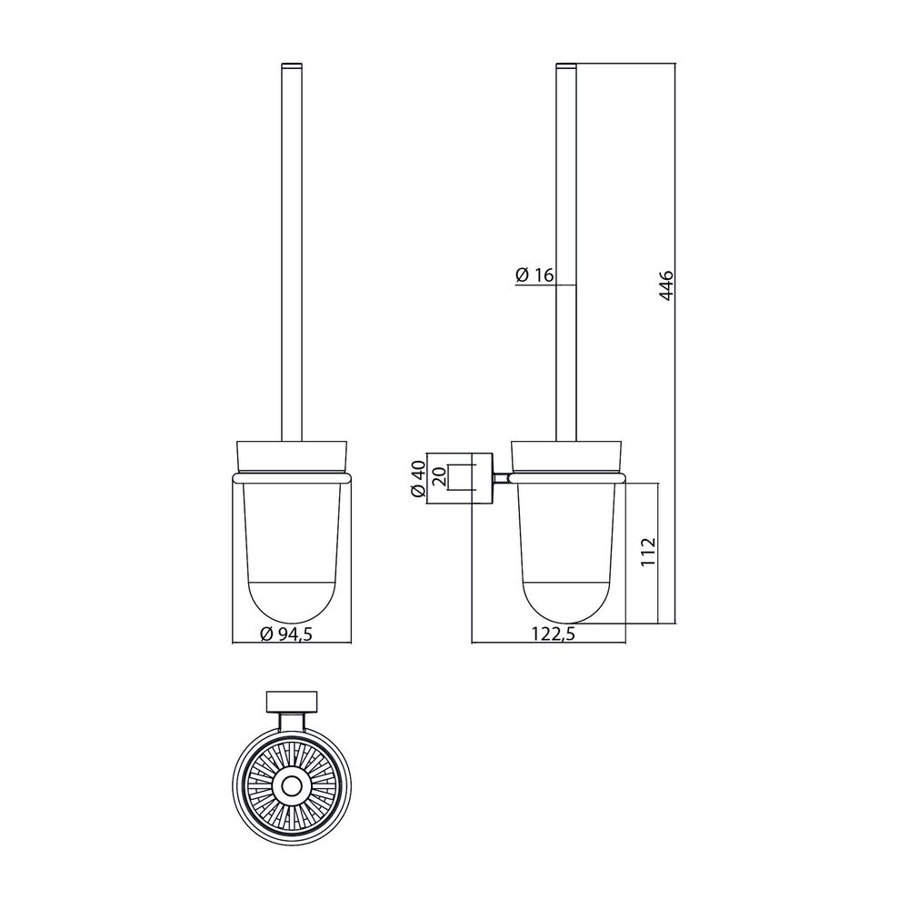 emco Rondo 2 Bürstengarnitur Wandmontage Mattglas satiniert Stiel Chrom Zamak mit Befes... EMCO-451500101 4018445074674 (Abb. 3)