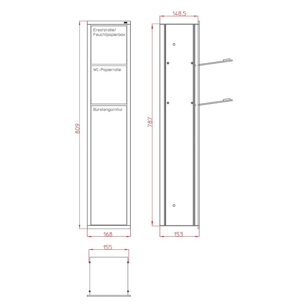 emco WC-Modul asis 150 Unterputz, 809mm, Aluminium/Glas, Alu/Optiwhite... EMCO-975027450 4018445083119 (Abb. 2)