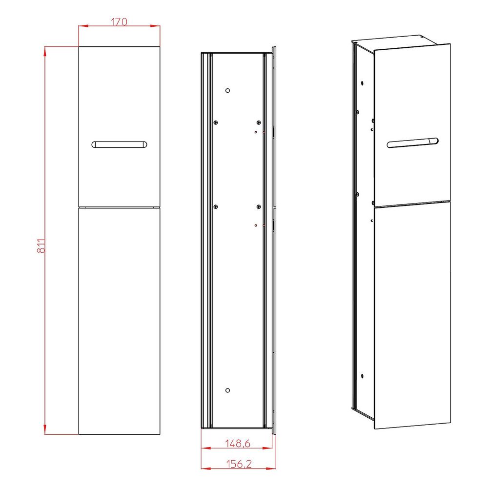 emco WC-Modul asis 2.0 Unterputz, 170x811x156,2mm, Aluminium, Glas, Optiwhite... EMCO-975427451 4018445107389 (Abb. 2)