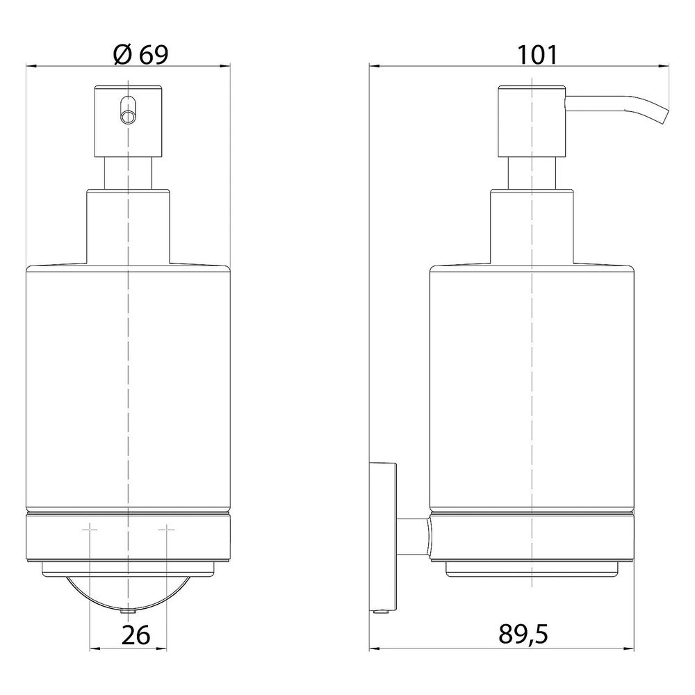 emco Seifenspender round, 270ml, 69x177x89,5mm, Metall/Glas, Chrom... EMCO-432100100 4018445121934 (Abb. 2)