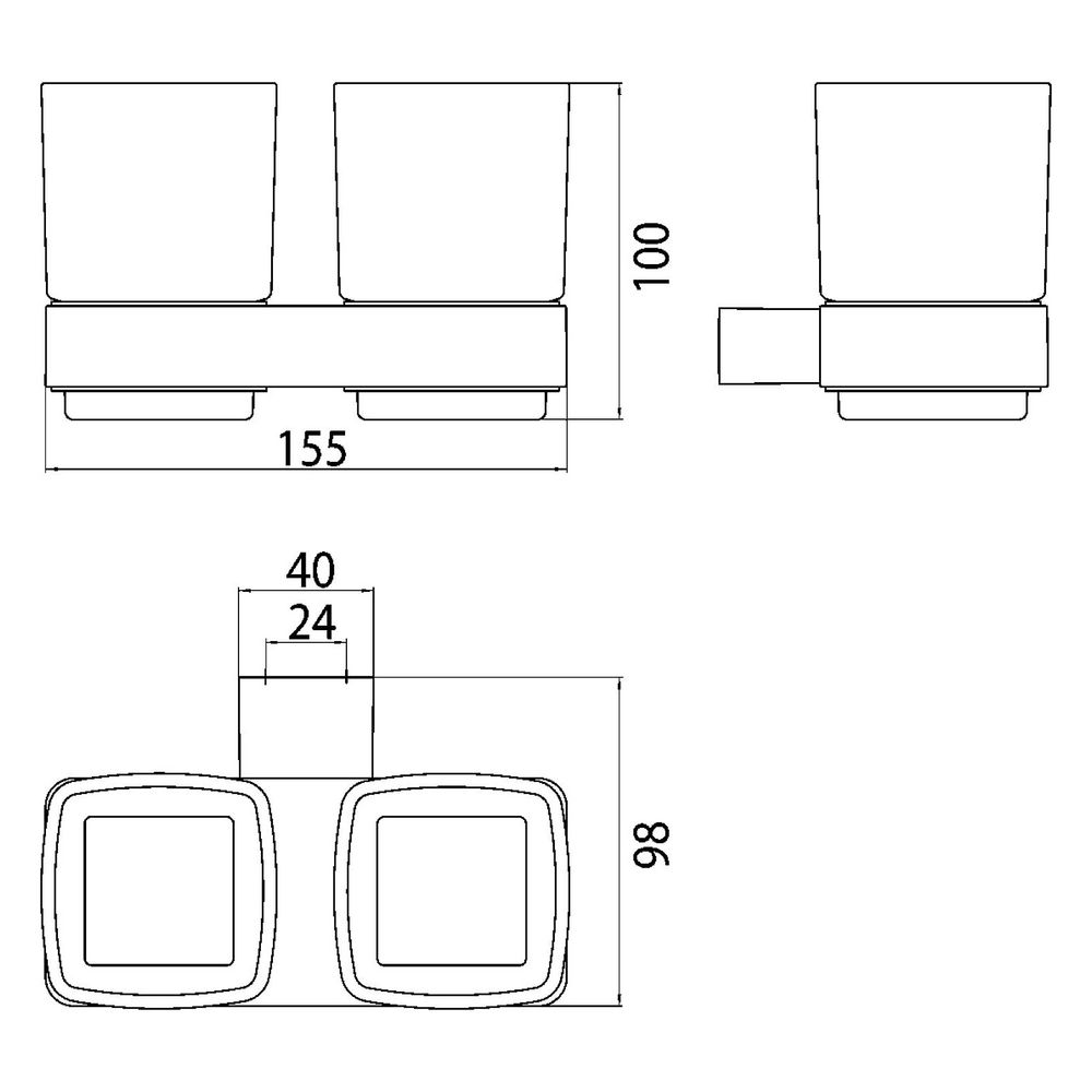emco Doppelglashalter loft, 155x100x98mm, Aluminium, Mattglas, Schwarz... EMCO-052513300 4018445115728 (Abb. 2)