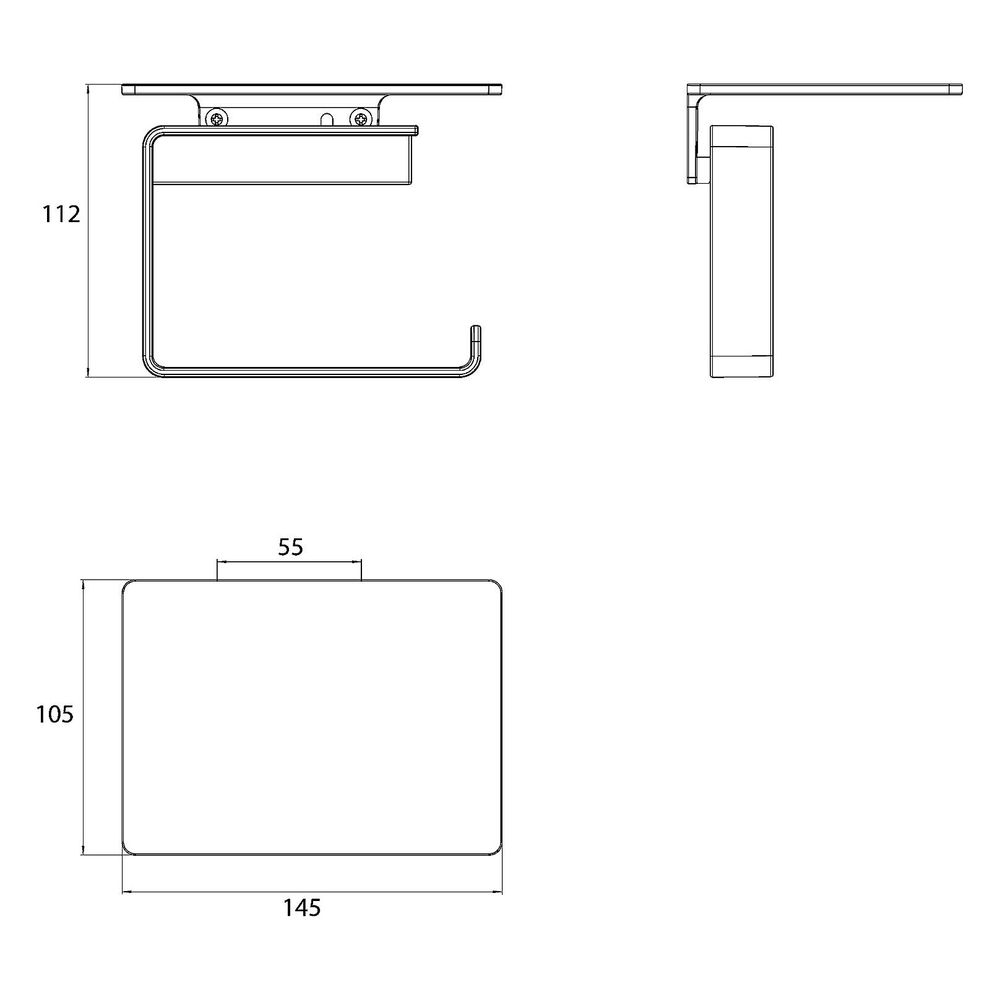 emco Papierhalter loft mit Ablage, 145x112x105mm, Aluminium, Schwarz matt, 59813303... EMCO-059813303 4018445131896 (Abb. 2)