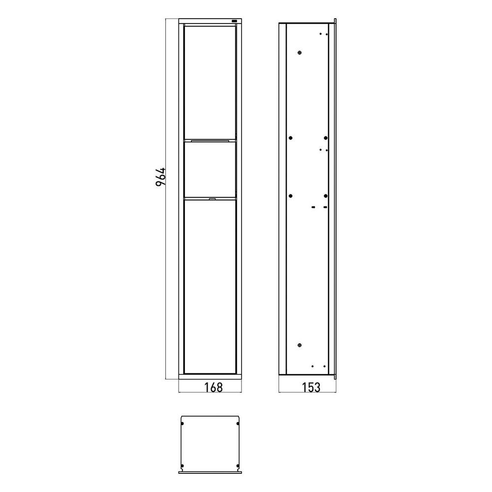 emco Gäste-WC-Modul asis 150, 168x964x153mm, Aluminium/Glas, Aluminiumoptik/Optiwhite... EMCO-976027470 4018445091060 (Abb. 2)
