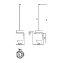 emco Rondo 2 Bürstengarnitur Wandmontage Mattglas satiniert Stiel Chrom Zamak mit Befes... EMCO-451500101 4018445074674 (Abb. 1)