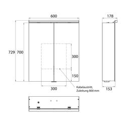 emco Lichtspiegelschrank Pure 2 Classic Aufputz mit LED Waschtischbeleuchtung 2 Türen 6... EMCO-979705502 4018445133982 (Abb. 1)
