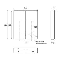 emco Lichtspiegelschrank Flat 2 Classic Aufputz mit LED Waschtischbeleuchtung 2 Türen 6... EMCO-979706502 4018445134194 (Abb. 1)