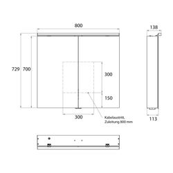 emco Lichtspiegelschrank Flat 2 Classic Aufputz mit Waschtischbeleuchtung LED dimmbar 8... EMCO-979706503 4018445134200 (Abb. 1)
