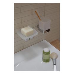 emco Loft Seifenhalter Wandmodell satiniertes Kristallglas mit verdeckter Befestigung c... EMCO-053000100 4018445078108 (Abb. 1)