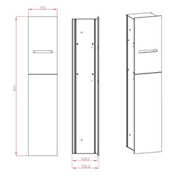 emco WC-Modul asis 2.0 Unterputz, Anschlag rechts, 170x811x156,2mm, Aluminium/Glas, opt... EMCO-975427450 4018445107365 (Abb. 1)