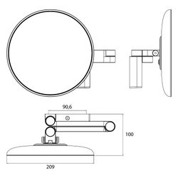 emco LED-Wandkosmetikspiegel evo, 5-fach Vergrößerung, 209mm, Metall... EMCO-109506030 4018445114998 (Abb. 1)