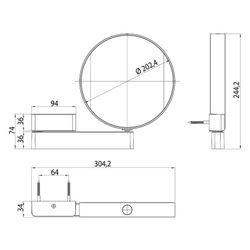 emco LED-Wandkosmetikspiegel prime, 3-fach/7-fach Vergrößerung, 304,2mm, 1-armig, Metal... EMCO-109506017 4018445106498 (Abb. 1)