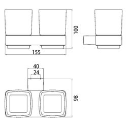 emco Doppelglashalter loft, 155x100x98mm, Aluminium, Mattglas, Schwarz... EMCO-052513300 4018445115728 (Abb. 1)