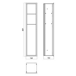 emco WC-Modul asis 150, 168x809x153mm, Aluminium, Aluminiumoptik, Links... EMCO-978305050 4018445086523 (Abb. 1)