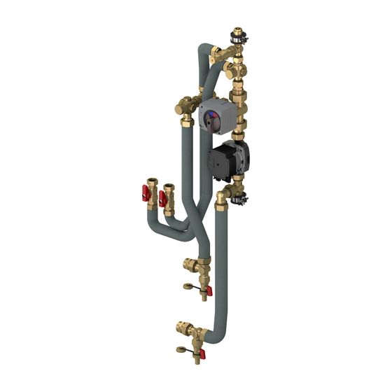 Flamco Anschlussgruppe für Fussbodenverteiler Mischer und Motor mit Thermostatregler, für 6-10 Fußboden-, 2 Heizkörperheizkr.