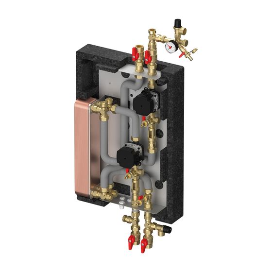 Flamco Wärmetauscher-Solarstation Solar mit Grundfos UPM3 Hybrid 15-70