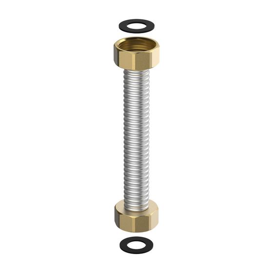 Flamco Edelstahlwellrohr für Wasserspinne 1/2" Innengewinde x 1/2" Innengewinde, Länge 1000mm