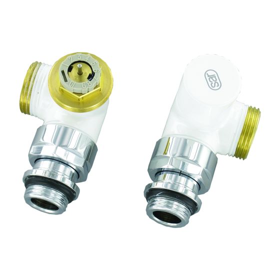 Flamco Design Thermostat-Ventil-Set Winkel Eck D3933 G 1/2" Außengewinde x G 3/4" Außengewinde Eurokonus, Messing, Weiß