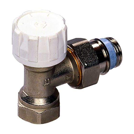 Flamco Thermostatventil Eck DN 15 mit Voreinstellung, Rp 1/2" x G 1/2" Außengewinde, M30x1,5