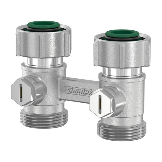 Flamco Exclusiv Durchgang Hahnblock D2/50 G 3/4" Innengewinde x G 3/4" Außengewinde Messing vernickelt mit Konus