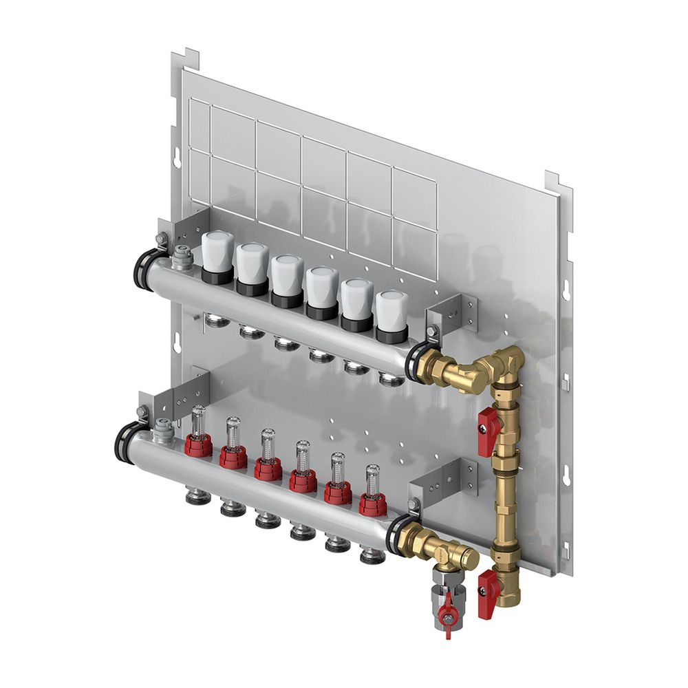 Flamco Verteiler 5-Fach Auf Grundplatte Mit Passstück und Kugelhahn... FLAMCO-MTS-11301.22 4016715117274 (Abb. 1)